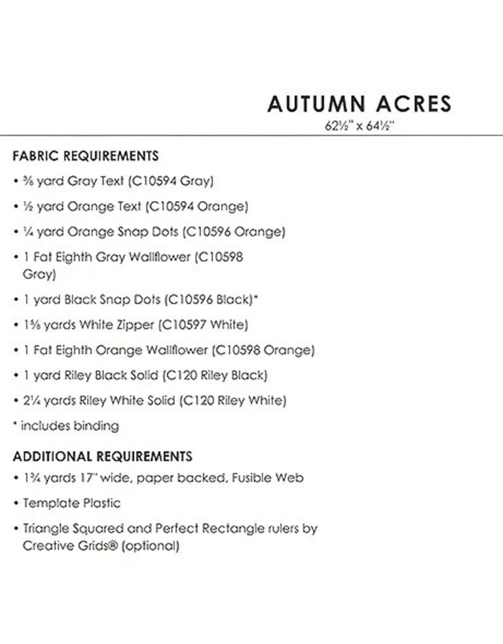 J. Wecker Frisch ON SALE - Autumn Acres Quilt Pattern