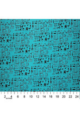 PD's Alexander Henry Collection Wish You Were Here, Hieroglyphs in Teal, Dinner Napkin