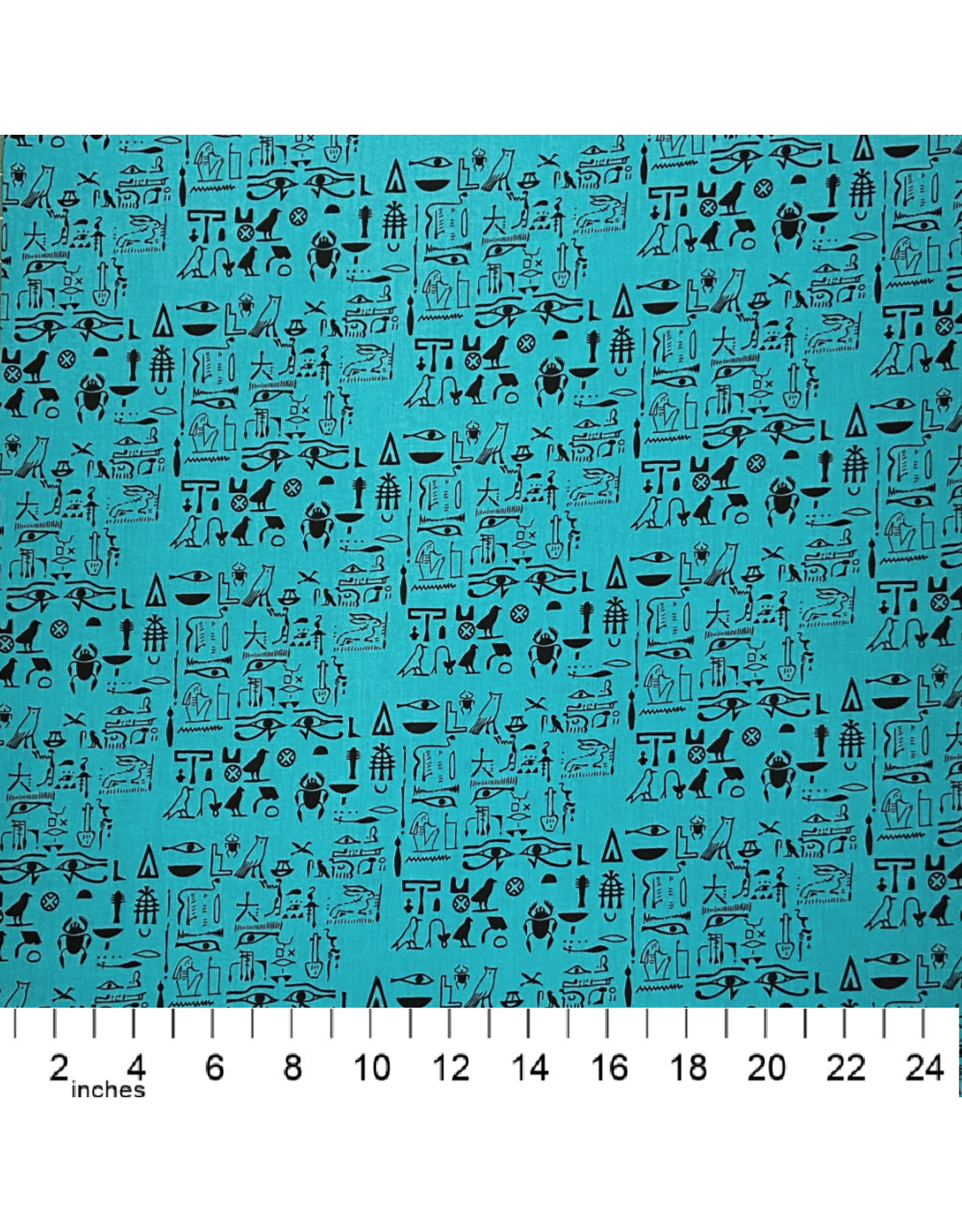 PD's Alexander Henry Collection Wish You Were Here, Hieroglyphs in Teal, Dinner Napkin