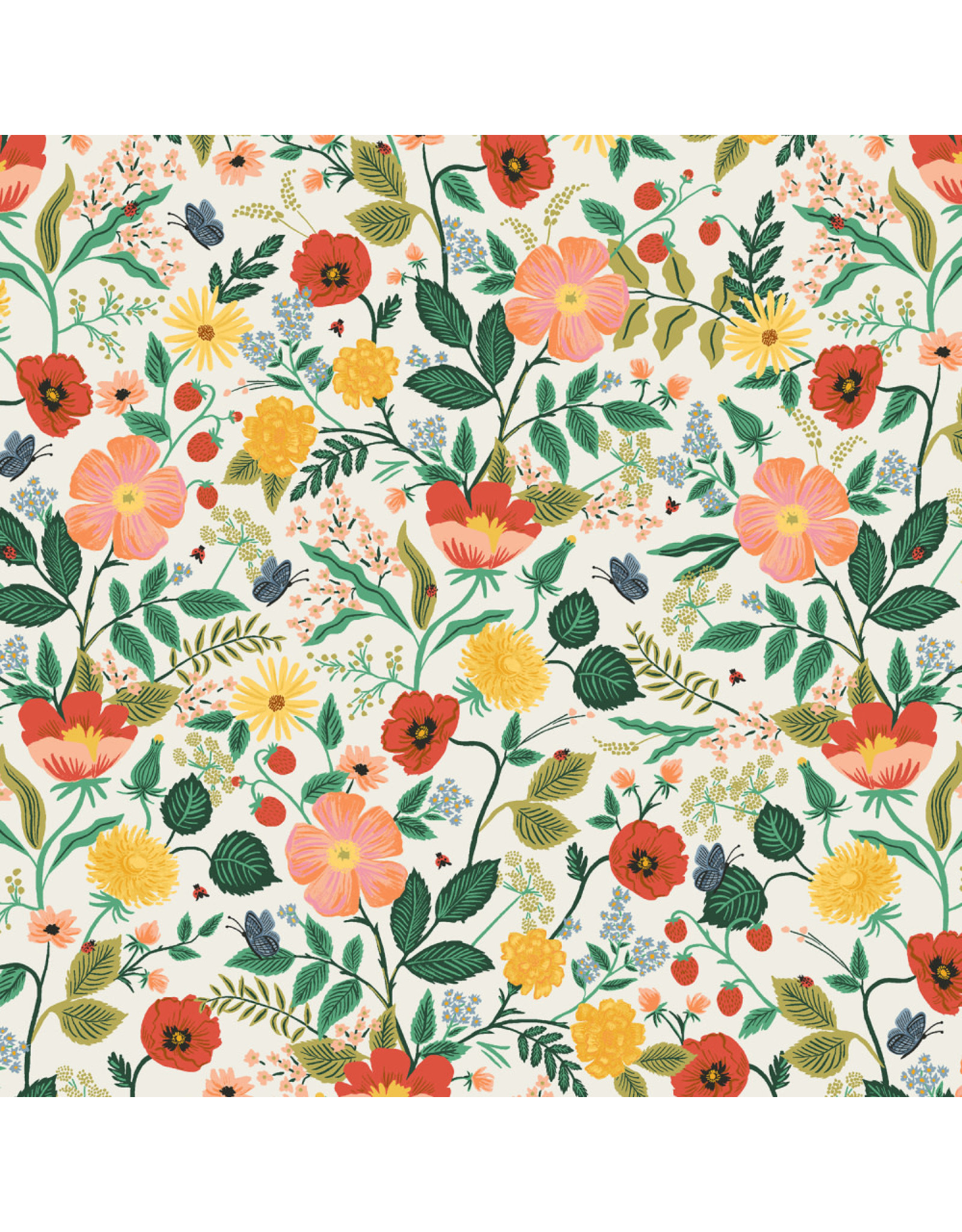 Rifle Paper Co. Camont, Poppy Fields in Cream, Fabric Half-Yards