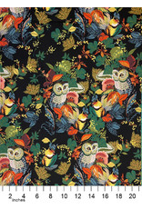 Alexander Henry Fabrics Fall Harvest,  Harvest Owl in Black, Fabric Half-Yards