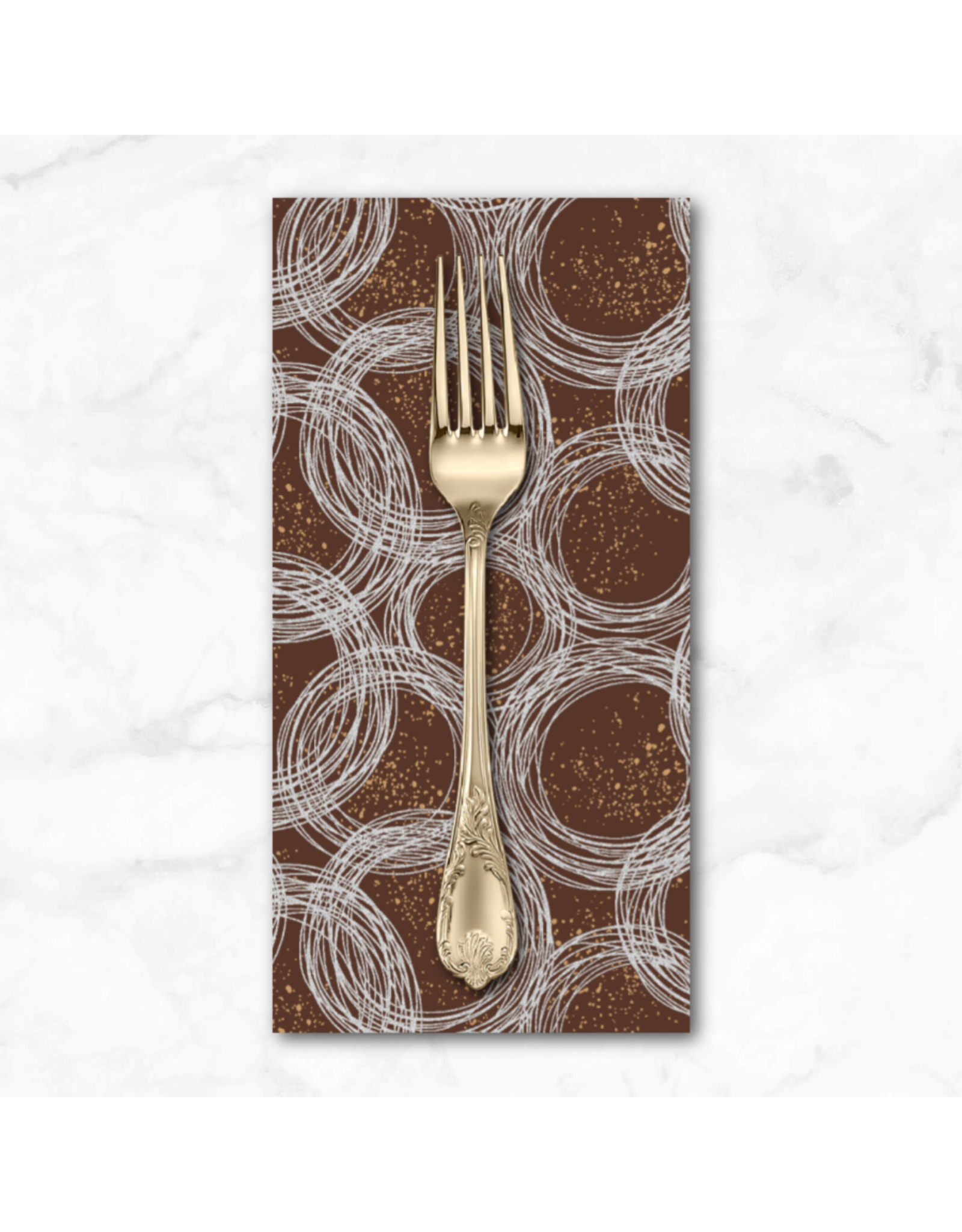 PD's RJR Collection Tails From Under the Moon, Metallic Circles in Rustic Copper, Dinner Napkin