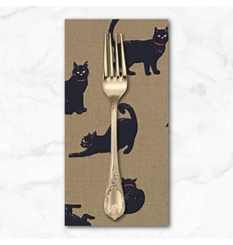 PD's Cosmo Japan Collection Cosmo Japan, Black Cats on Brown, Dinner Napkin