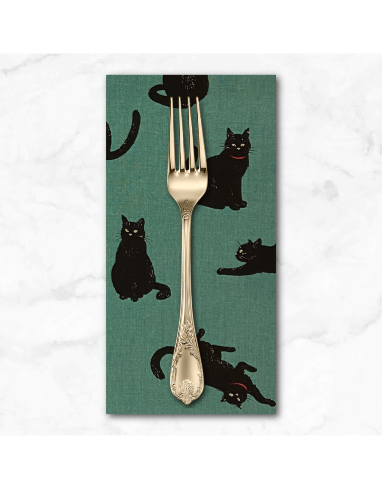 PD's Cosmo Japan Collection Cosmo Japan, Black Cats on Green, Dinner Napkin