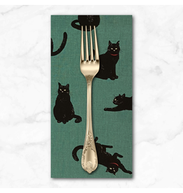 PD's Cosmo Japan Collection Cosmo Japan, Black Cats on Green, Dinner Napkin