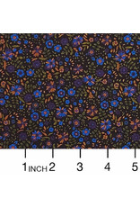 Kokka, Japan Cotton Lawn, Kokka Japan, Floral on Black, Fabric Half-Yards