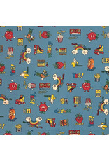 Kokka, Japan Cotton Canvas, School in Rainbow, Fabric Half-Yards