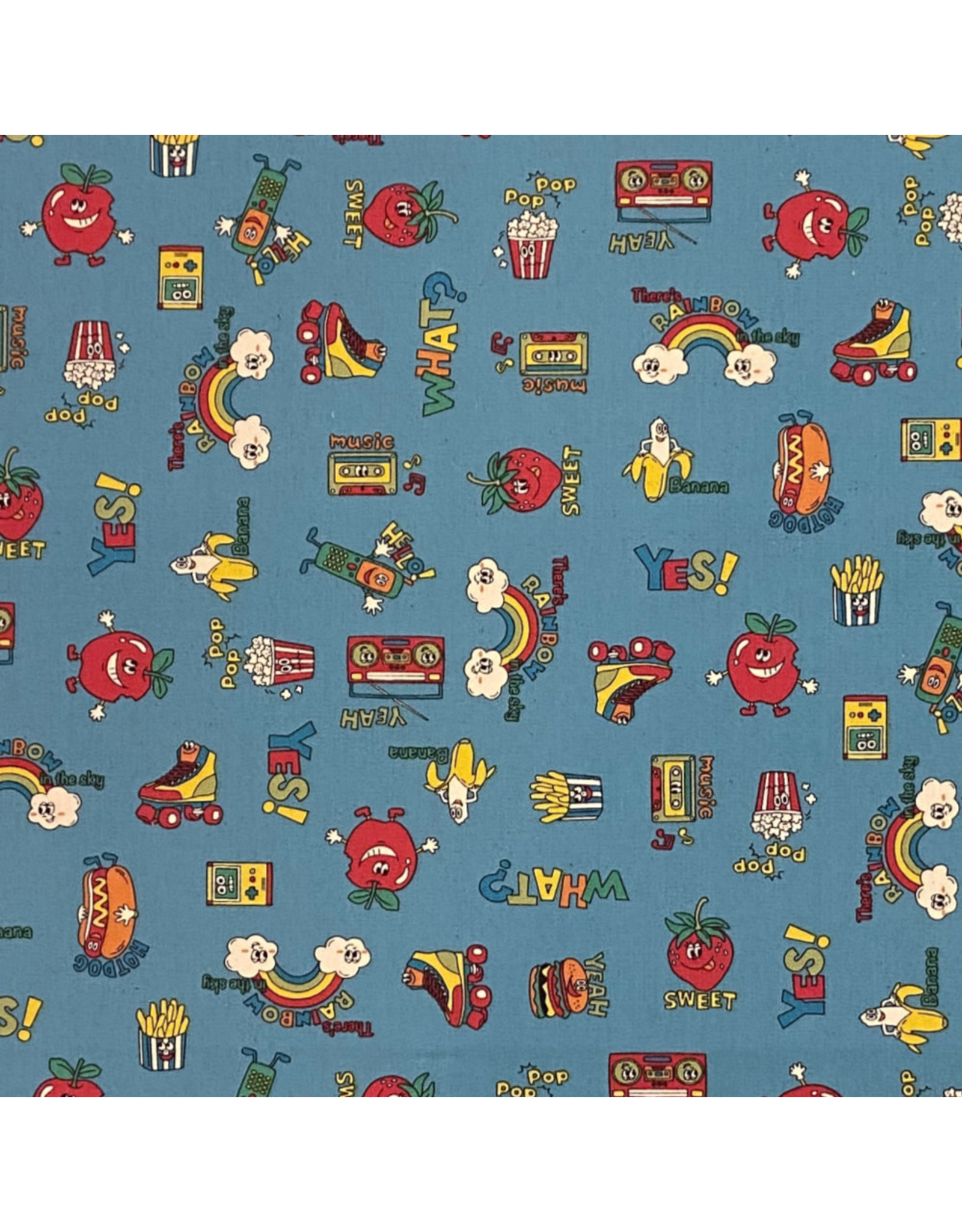 Kokka, Japan Cotton Canvas, School in Rainbow, Fabric Half-Yards