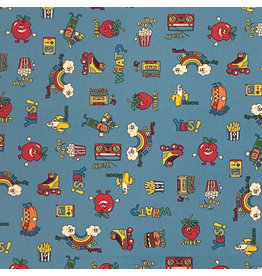 Kokka, Japan Cotton Canvas, School in Rainbow, Fabric Half-Yards