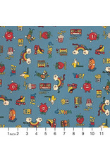 Kokka, Japan Cotton Canvas, Kokka Japan, School in Rainbow, Fabric Half-Yards