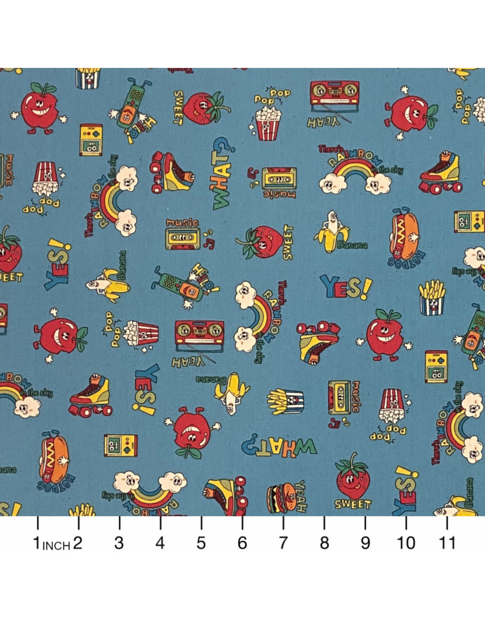 Kokka, Japan Cotton Canvas, School in Rainbow, Fabric Half-Yards