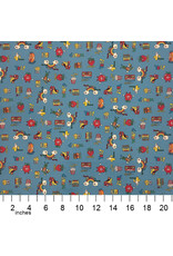 Kokka, Japan Cotton Canvas, School in Rainbow, Fabric Half-Yards