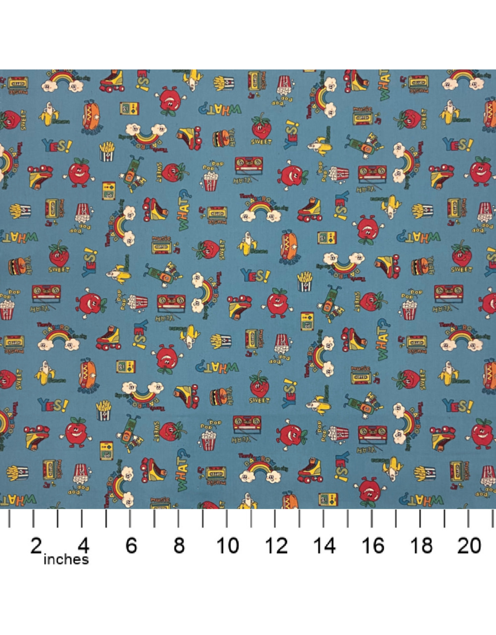 Kokka, Japan Cotton Canvas, School in Rainbow, Fabric Half-Yards