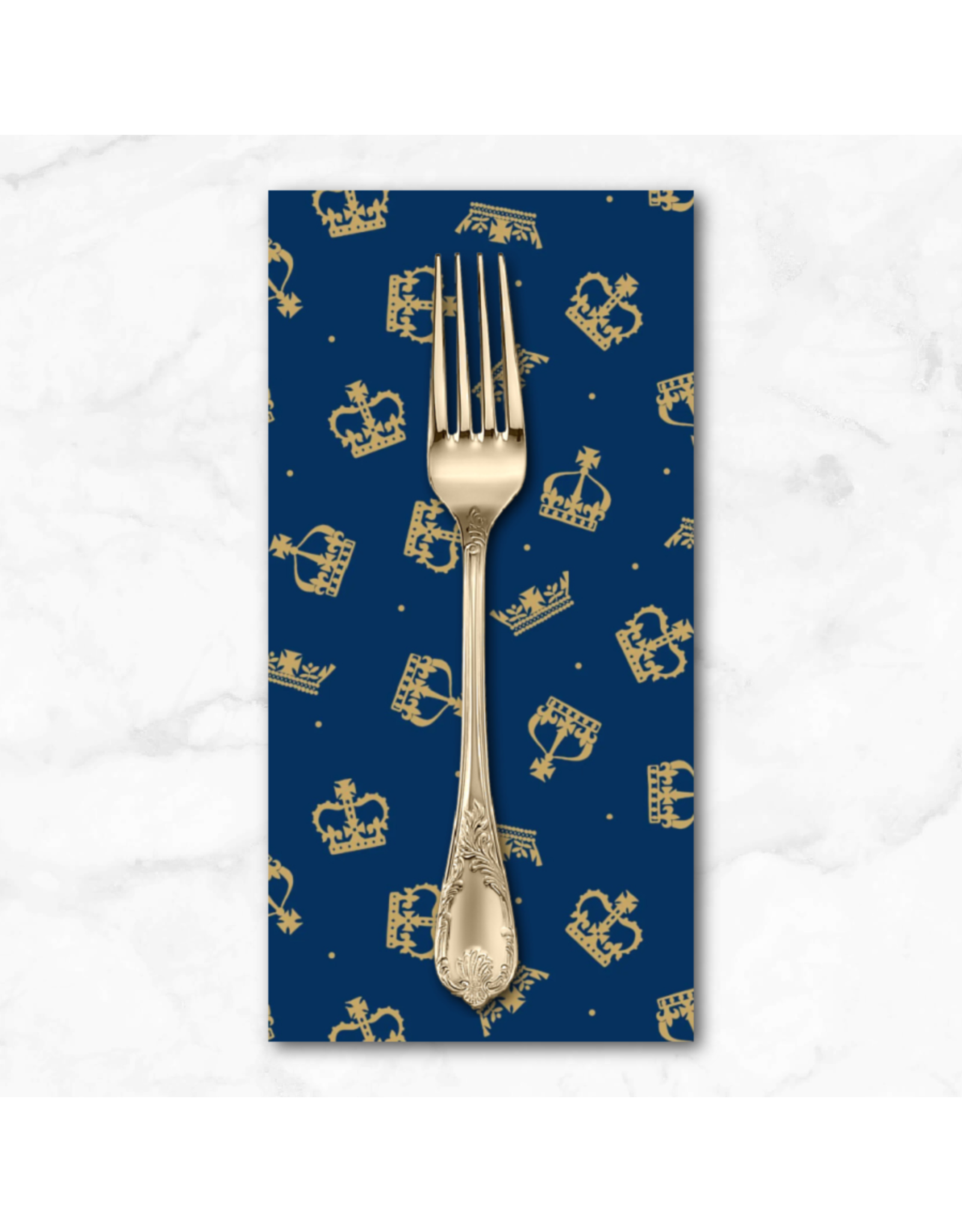 PD's Lewis & Irene Collection Jubilee, Gold Crowns on Dark Blue, Dinner Napkin