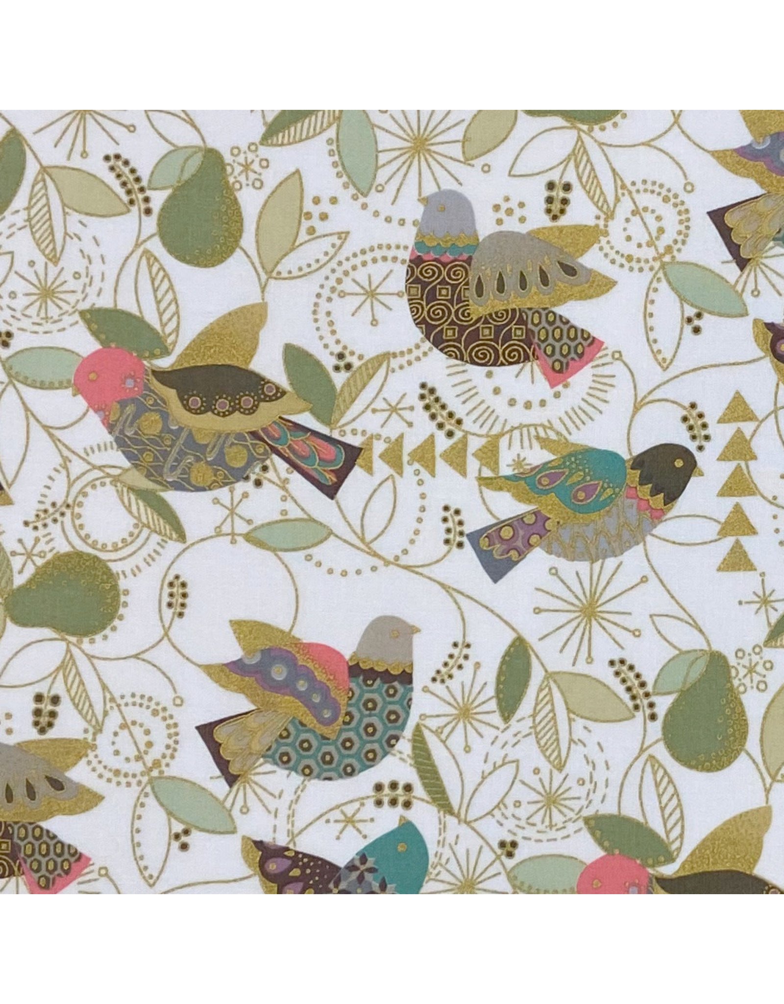 Alexander Henry Fabrics Folklorico, Pajarito de Oro in Sage, Fabric Half-Yards