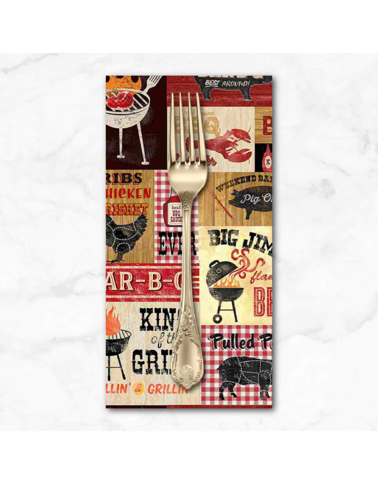 PD's Timeless Treasures Collection King of the Grill, Barbeque Sign Patch in Multi, Dinner Napkin