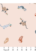 Rae Ritchie Fronds and Felines, Felines in Mist, Fabric Half-Yards