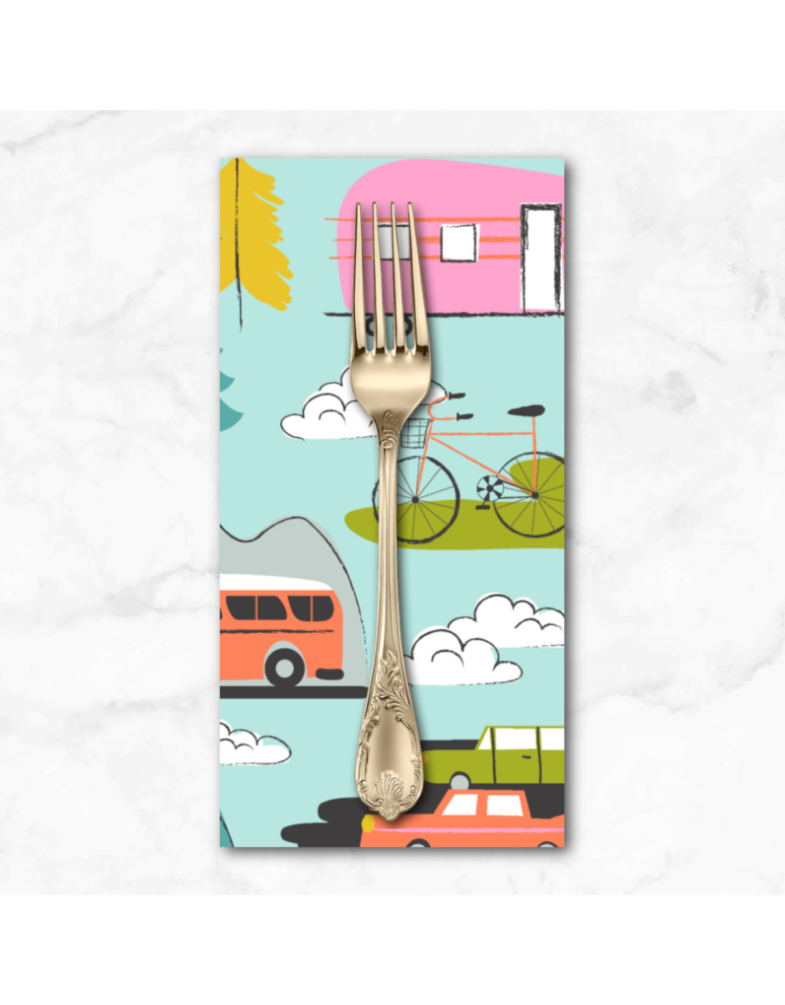 PD's Maude Asbury Collection Wanderlust, Hit the Road in Seafoam, Dinner Napkin