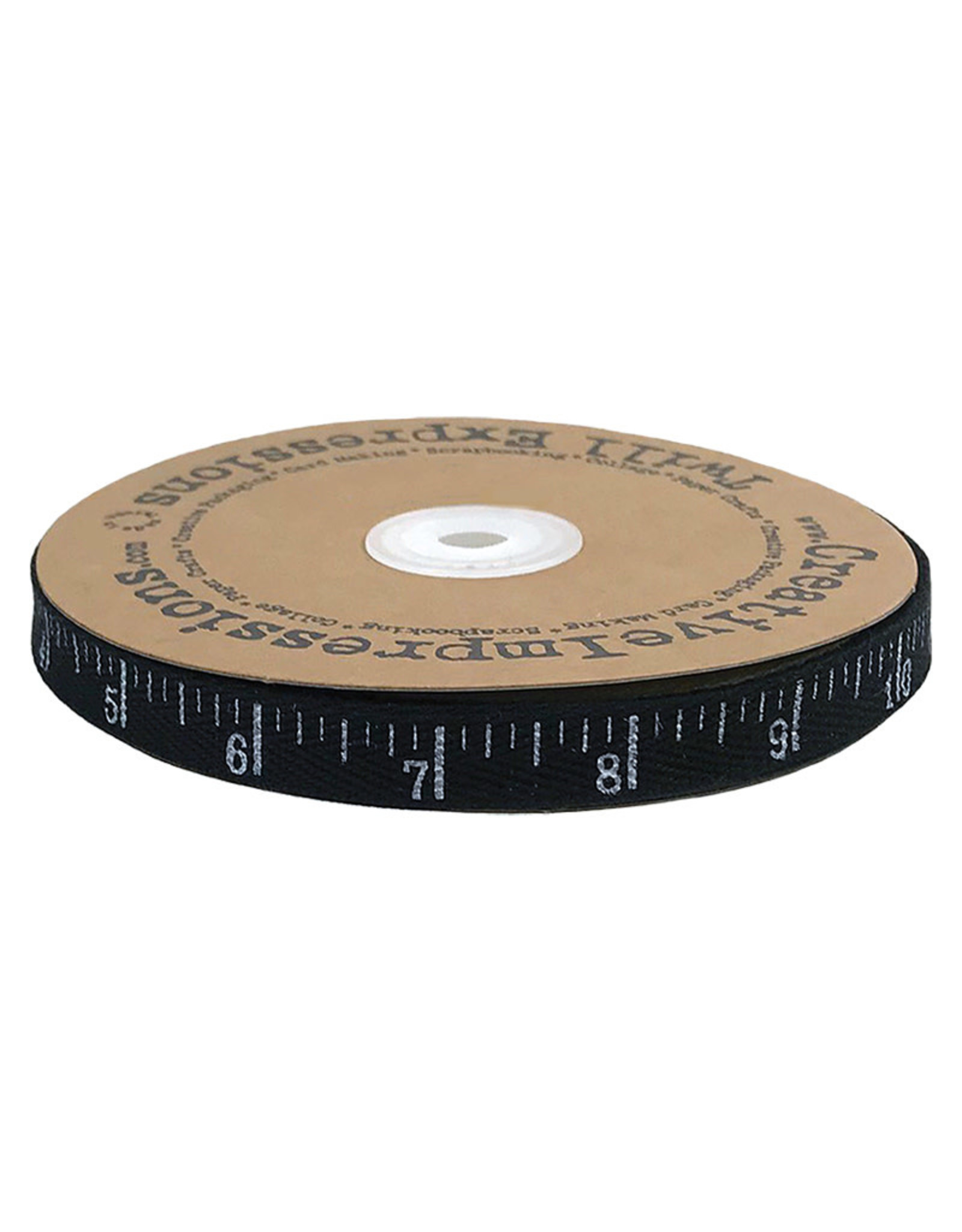 Creative Impressions Antique Ruler Twill Tape, Black, by the Yard, 1/2 inch wide