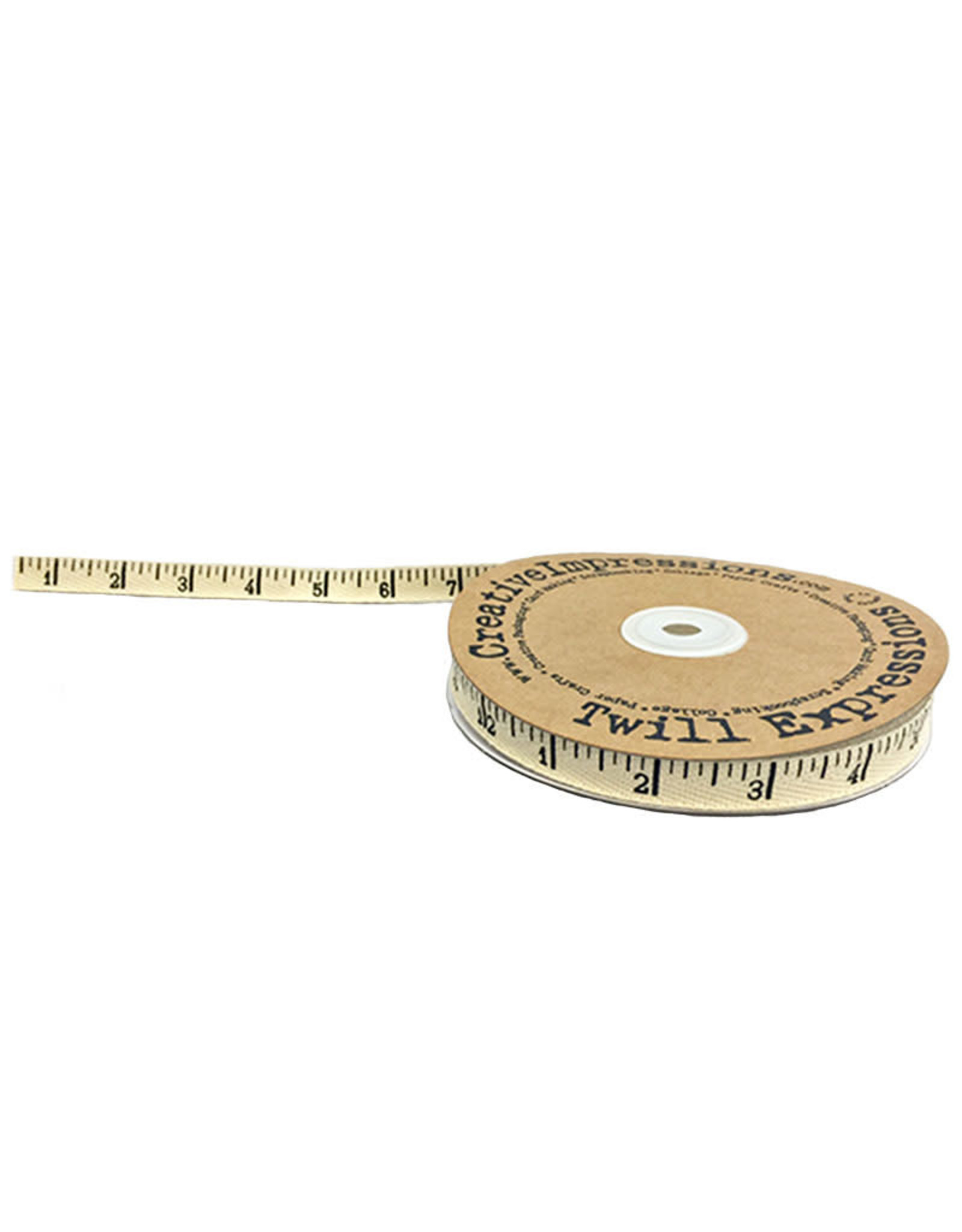 Creative Impressions Antique Ruler Twill Tape, Natural, by the Yard, 1/2 inch wide