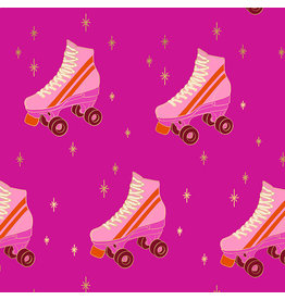 Ruby Star Society for Moda Darlings 2, Rollerskates in Berry with Metallic, Fabric Half-Yards