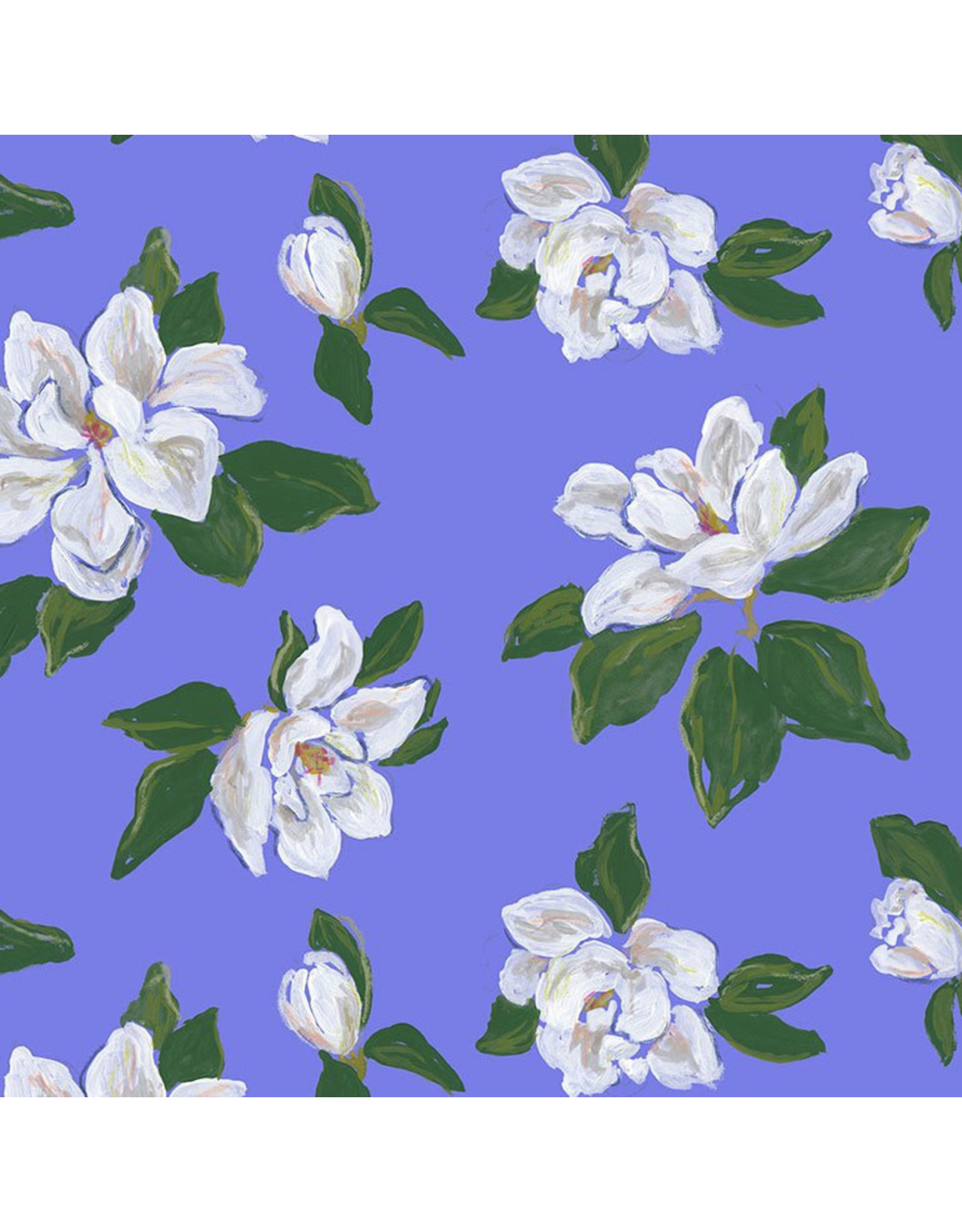 Dear Stella Country Picnic, Magnolias in Marina, Fabric Half-Yards