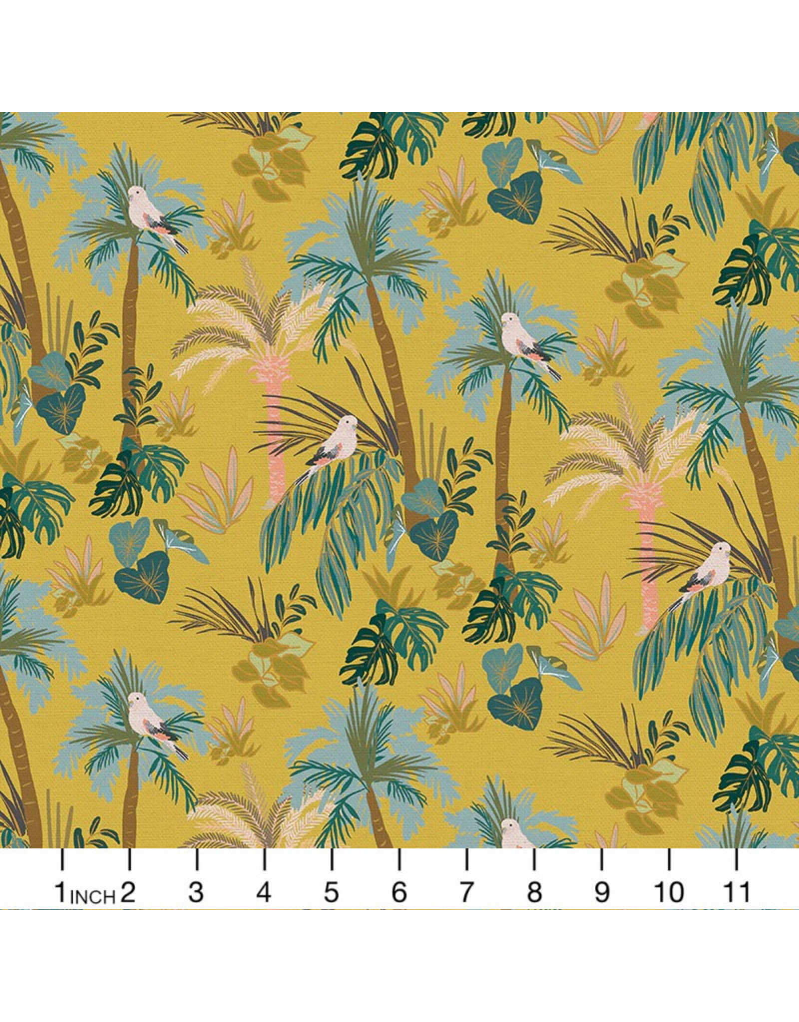 Paintbrush Studio Moroccan Sunrise, Jungle Bird in Chartreuse, Fabric Half-Yards