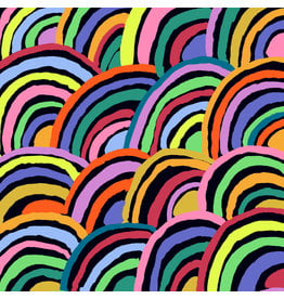Kaffe Fassett Kaffe Collective 2022, Rainbows in Black, Fabric Half-Yards