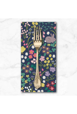PD's Lewis & Irene Collection Bunny Hop, Easter Bunny & Chick Floral in Dark Blue, Dinner Napkin