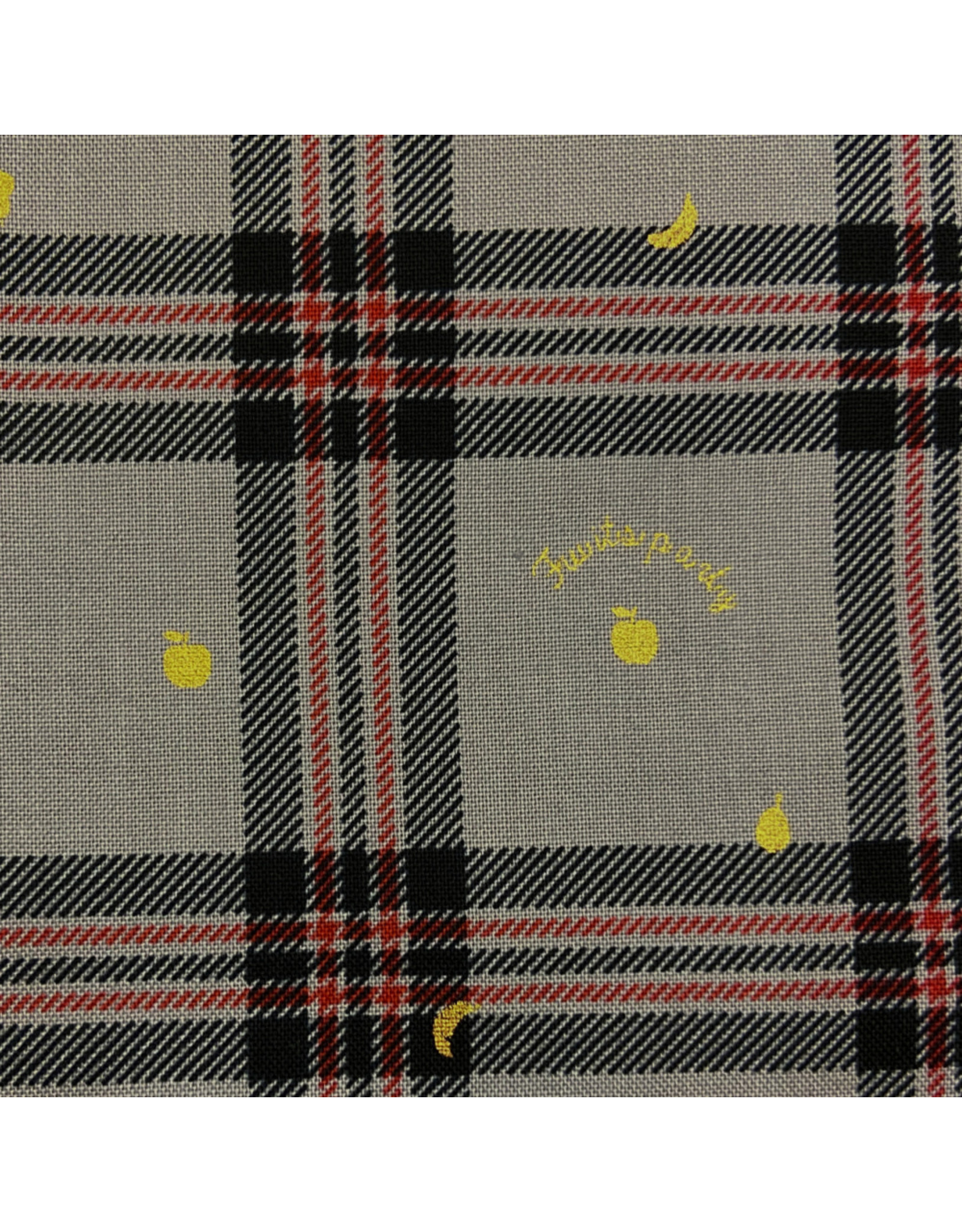 PD's Kokka Japan Collection Kokko Japan, Fruits Party Plaid in Grey, Dinner Napkin