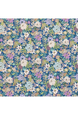 Cosmo, Japan Cosmo Japan, Floral in Aqua Purple, Fabric Half-Yards