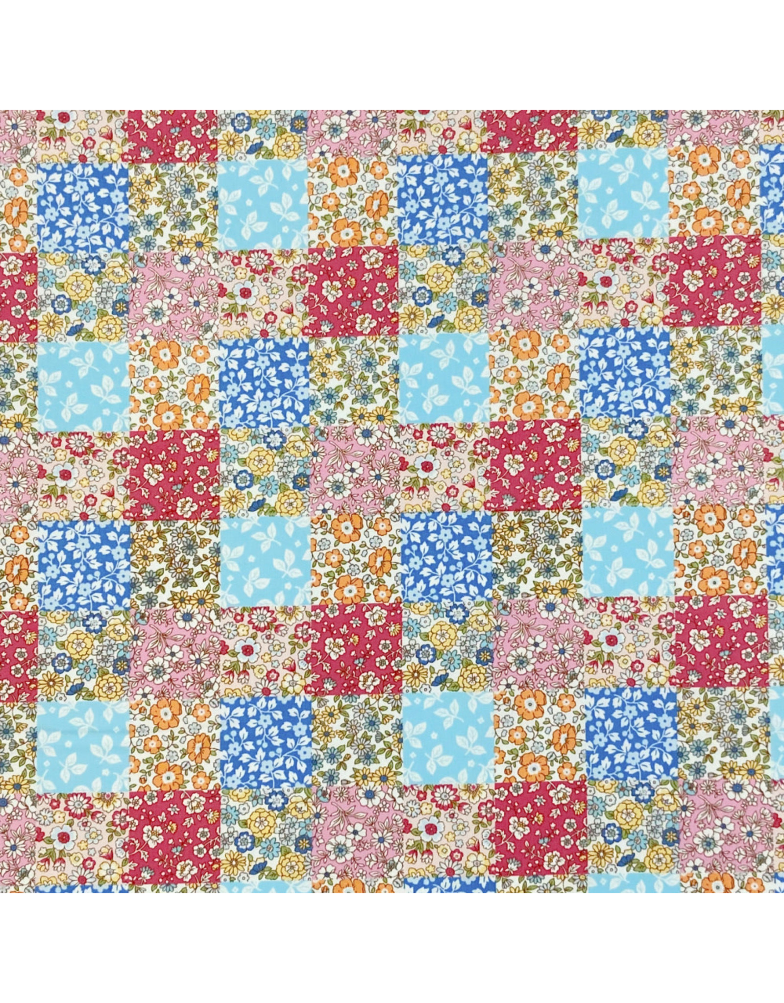 Cosmo, Japan Cosmo Japan, Floral Patchwork in Pink, Fabric Half-Yards