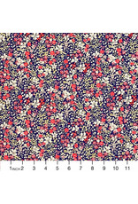 Cosmo, Japan Cosmo Japan, Floral in Navy Pink, Fabric Half-Yards