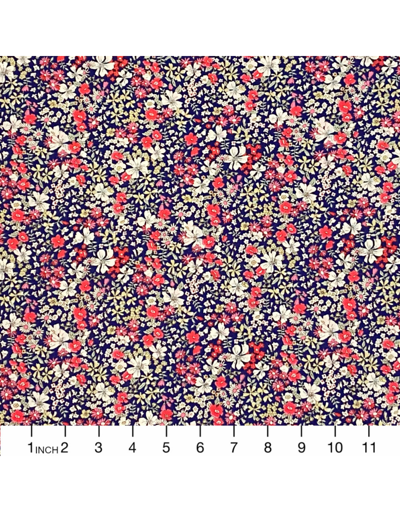 Cosmo, Japan Cosmo Japan, Floral in Navy Pink, Fabric Half-Yards