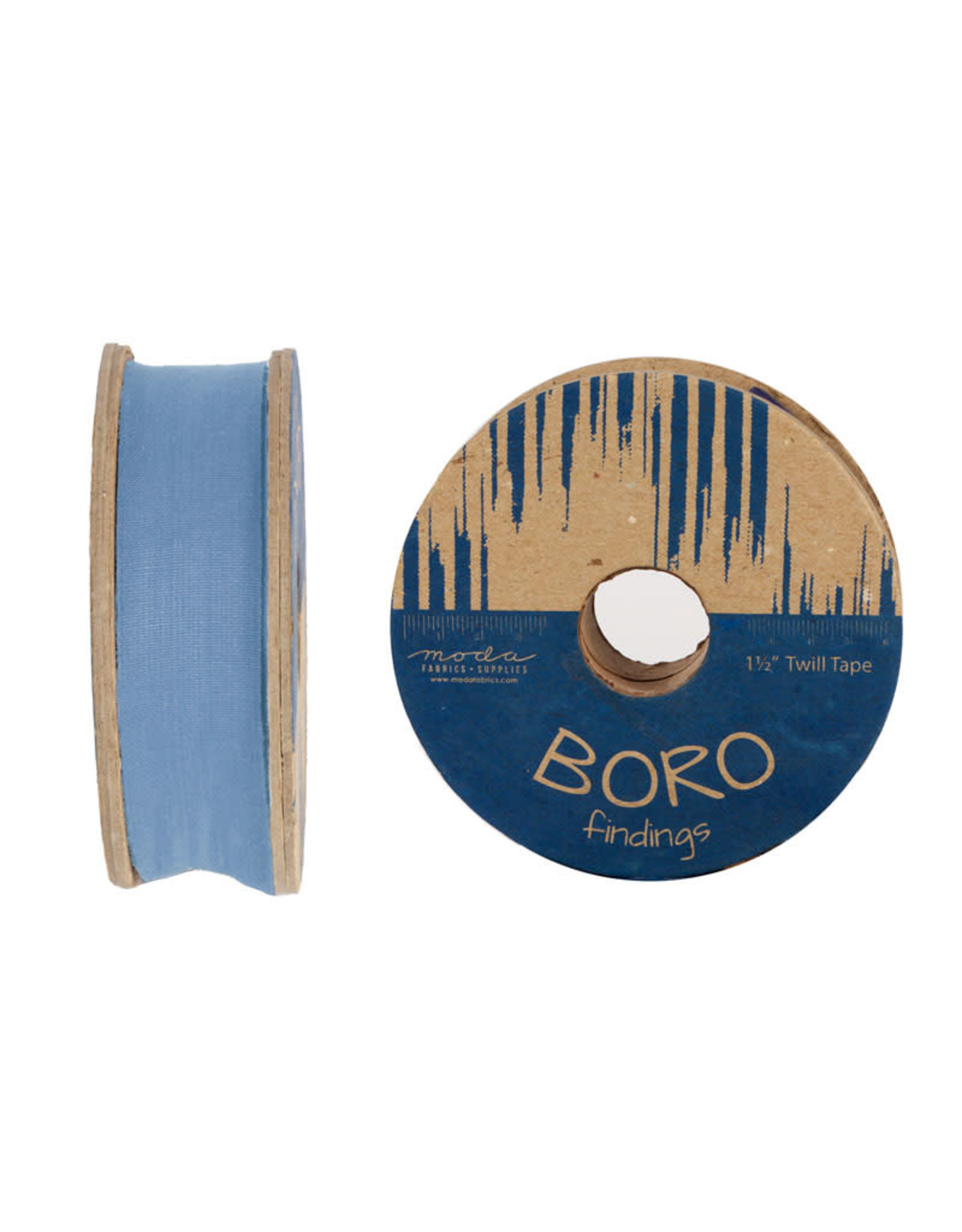 Moda Boro Findings 1.5"  Twill Tape, Chambray, by the Yard