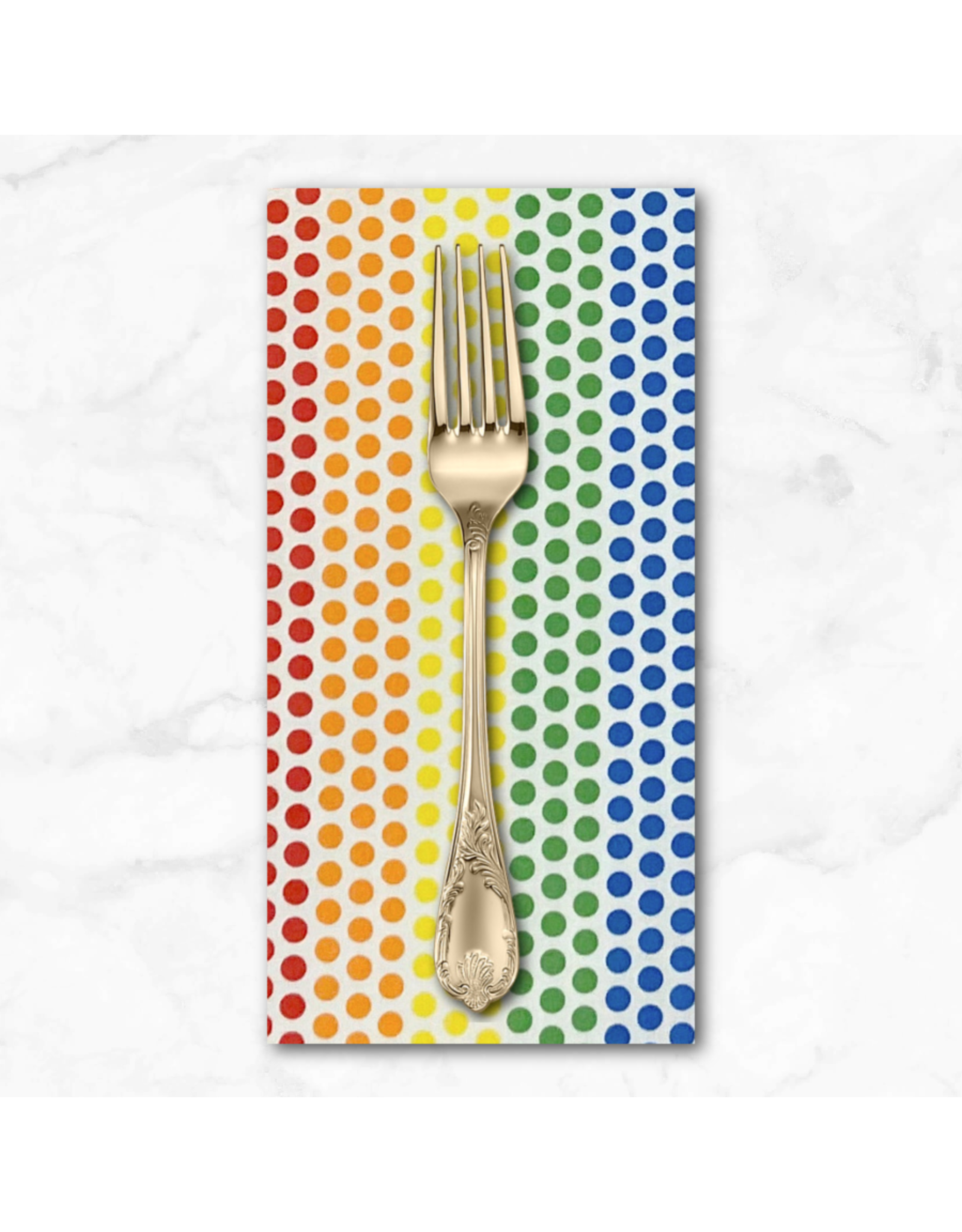 PD's Alexander Henry Collection Love is Love, Rainbow Dot in Natural, Dinner Napkin