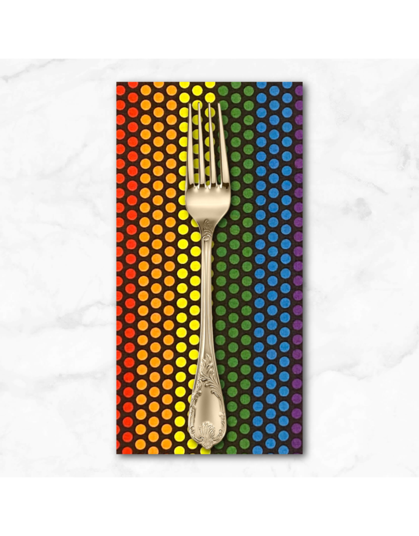 PD's Alexander Henry Collection Love is Love, Rainbow Dot in Charcoal, Dinner Napkin