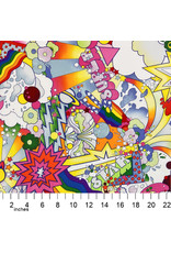 Alexander Henry Fabrics Love is Love, Super Star in Multi Brite, Fabric Half-Yards