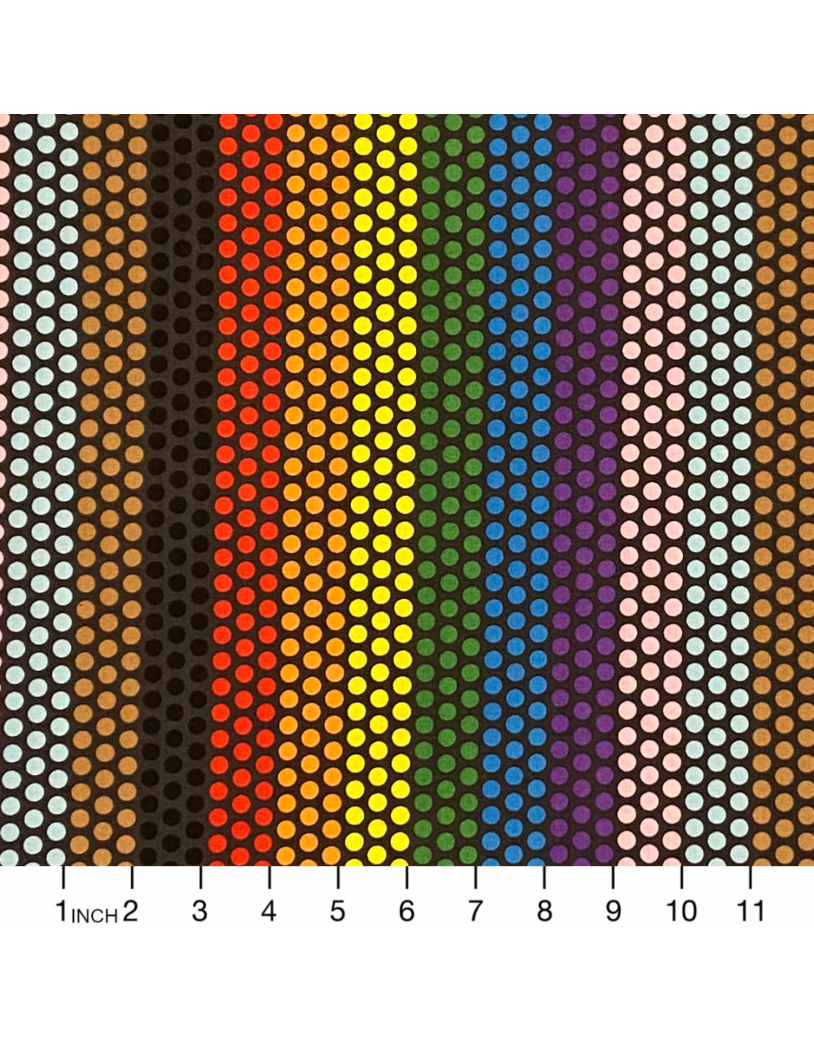 Alexander Henry Fabrics Love is Love, Rainbow Dot in Charcoal, Fabric Half-Yards