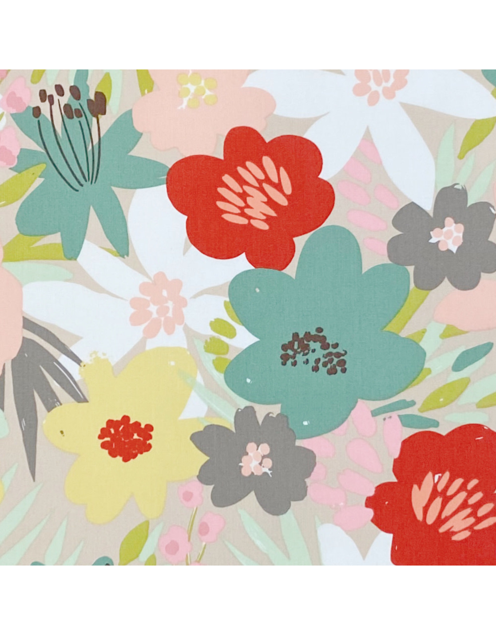 Alexander Henry Fabrics Wish You Were Here, Bouquet in Grey Pink, Fabric Half-Yards