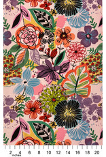 Alexander Henry Fabrics Folklorico, Painted Dahlia in Pink, Fabric Half-Yards