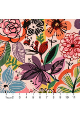 Alexander Henry Fabrics Folklorico, Painted Dahlia in Pink, Fabric Half-Yards