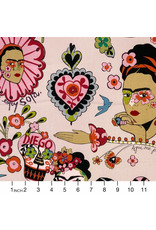 Alexander Henry Fabrics Folklorico, Ya No Estoy Sola in Pink, Fabric Half-Yards