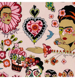 Alexander Henry Fabrics Folklorico, Ya No Estoy Sola in Pink, Fabric Half-Yards