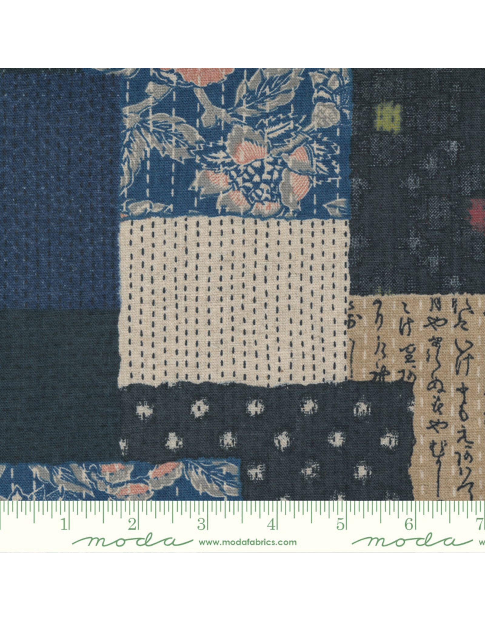 Moda Linen Mochi Yukata, Boro in Multi, Fabric Half-Yards