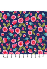 PD's Riley Blake Collection Blissful Blooms, Floral in Navy, Dinner Napkin