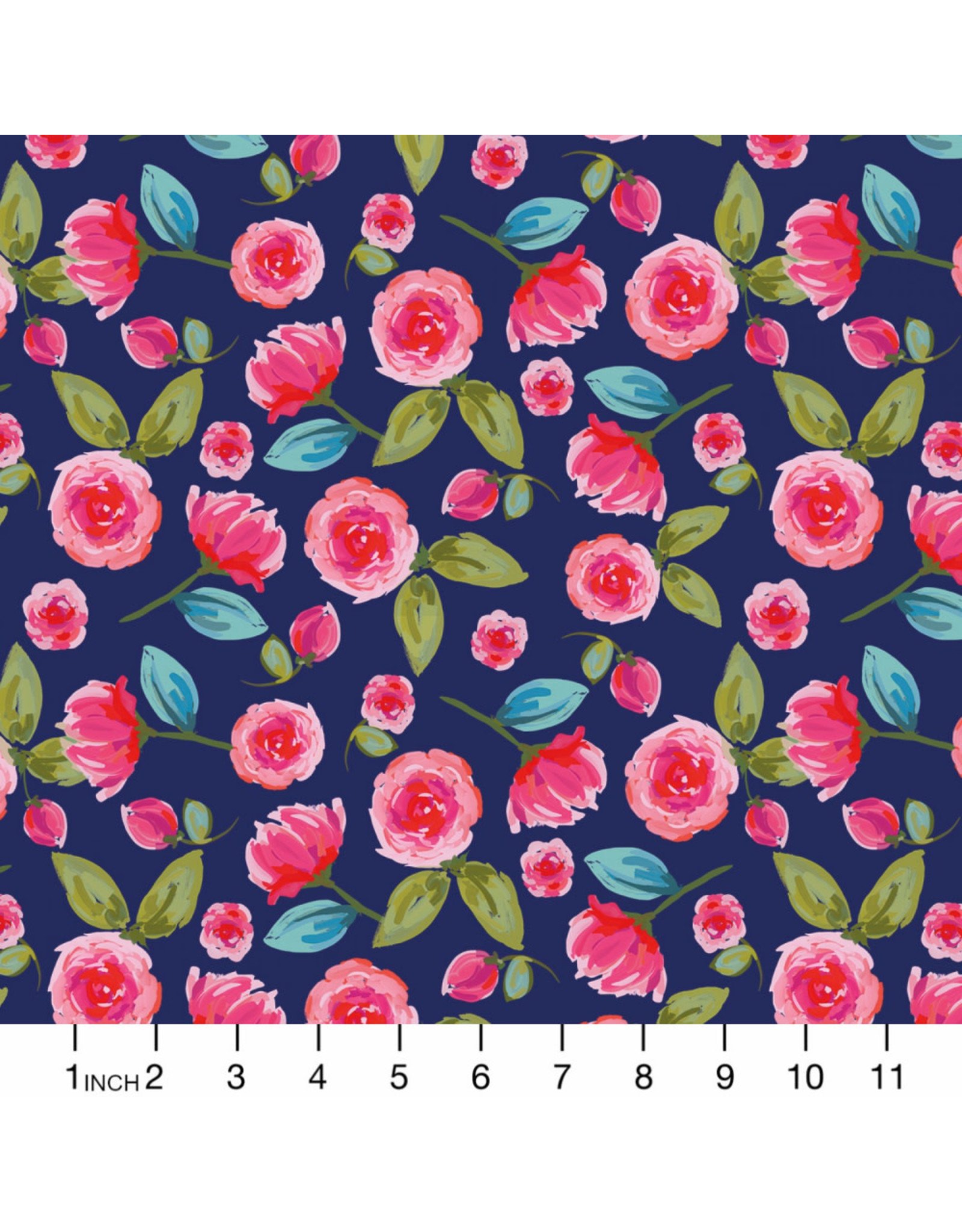 PD's Riley Blake Collection Blissful Blooms, Floral in Navy, Dinner Napkin