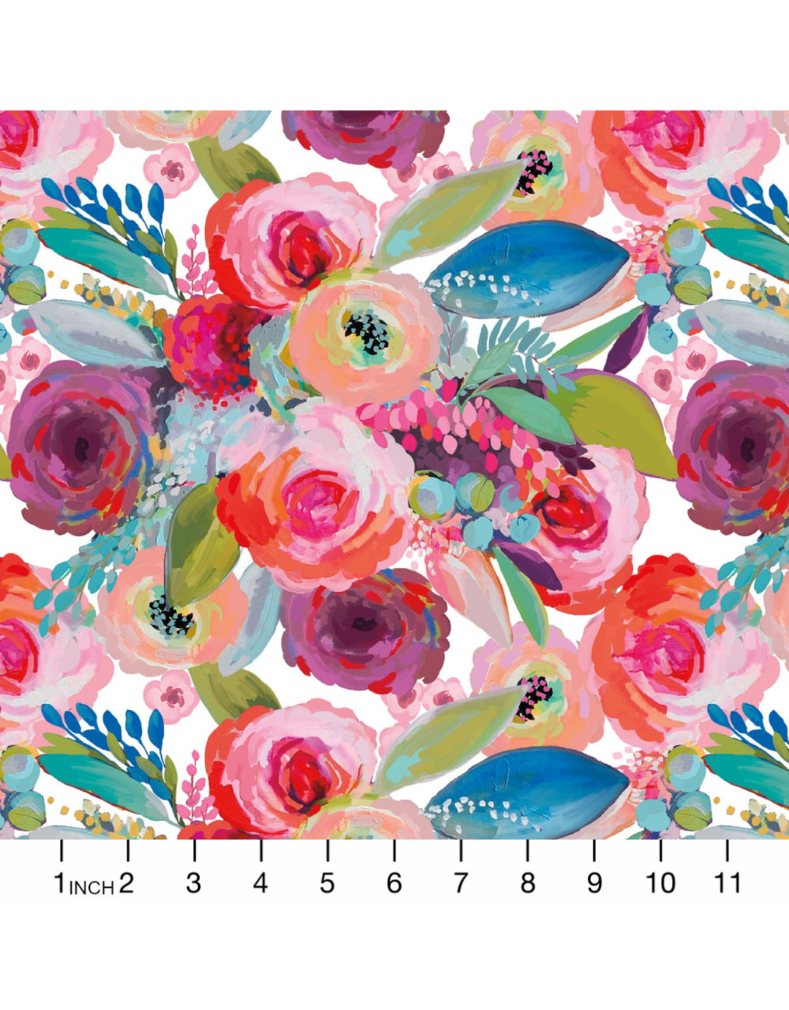 Riley Blake Fabrics Blissful Blooms, Main in White, Fabric Half-Yards