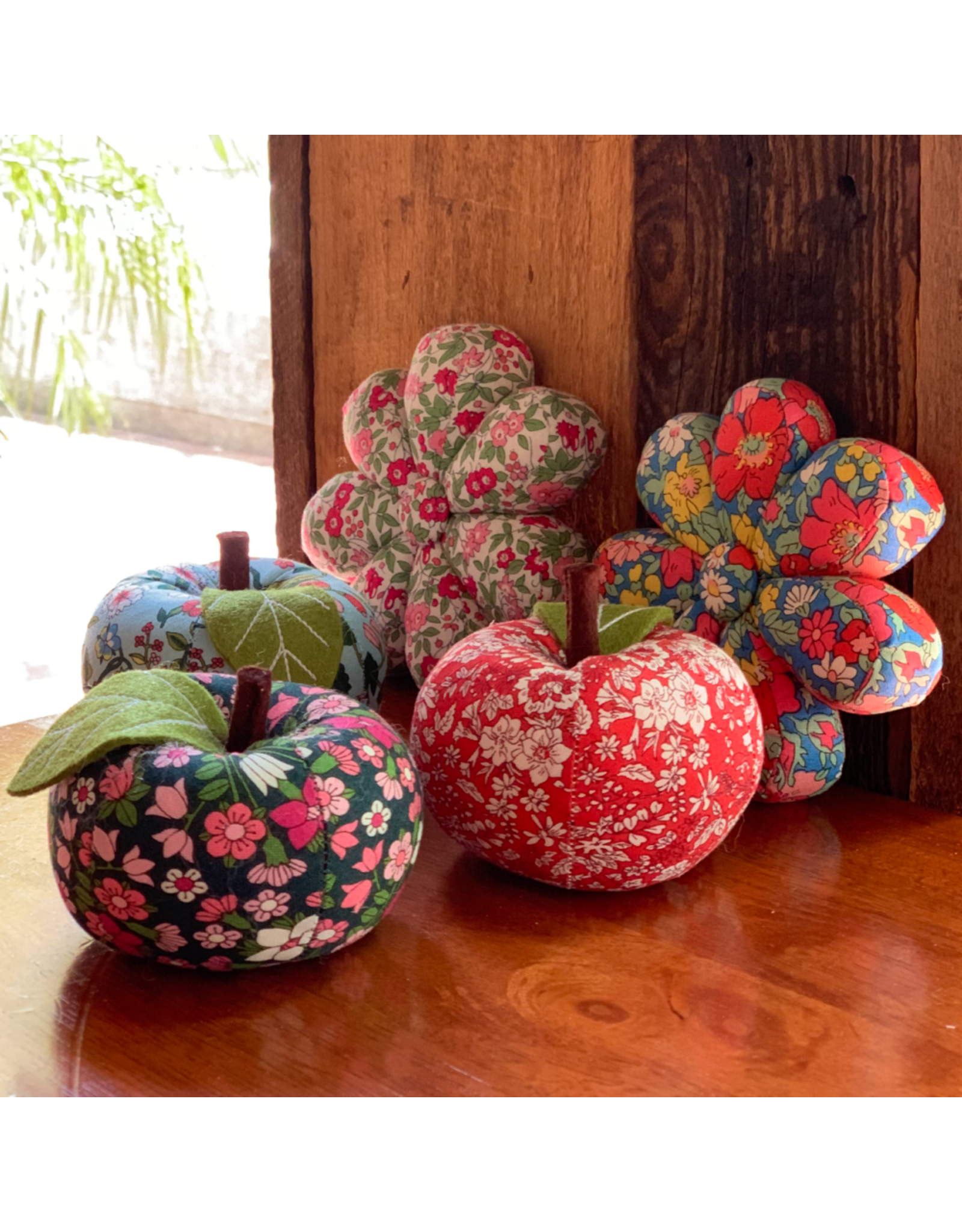 Liberty Fabrics Apple Pincushion, Liberty Cosmo Flower