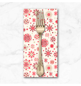 Christmas Collection Scandi 2022, Snowflakes in Cream Red, Dinner Napkin